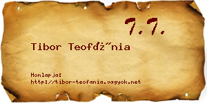 Tibor Teofánia névjegykártya